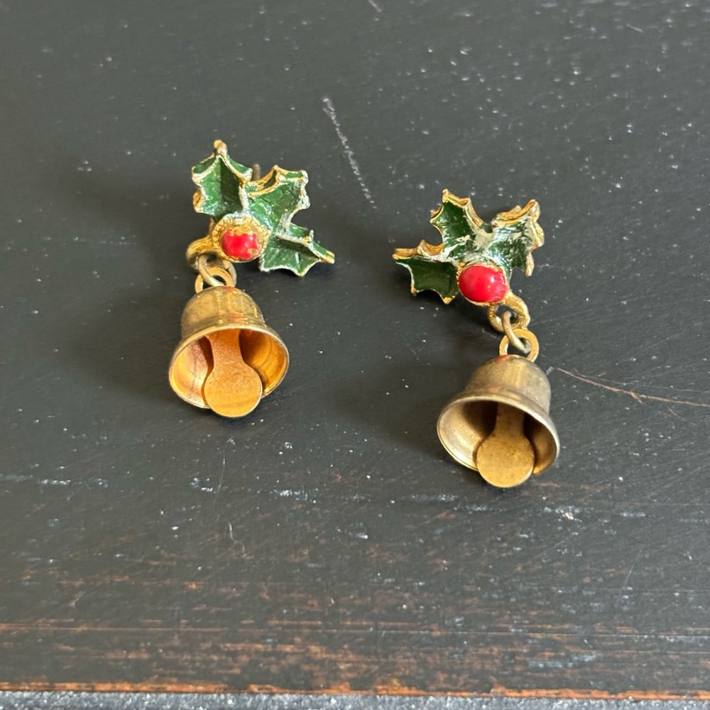 Vintage Holiday Christmas Bell‎ Earrings